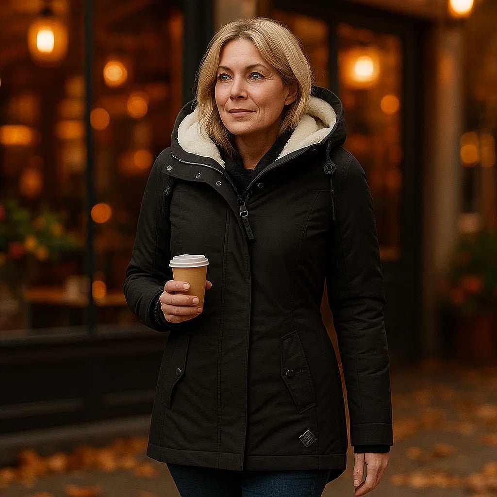 Elsie Belle Plisowany Płaszcz Bawełniany z Kapturem Teddy