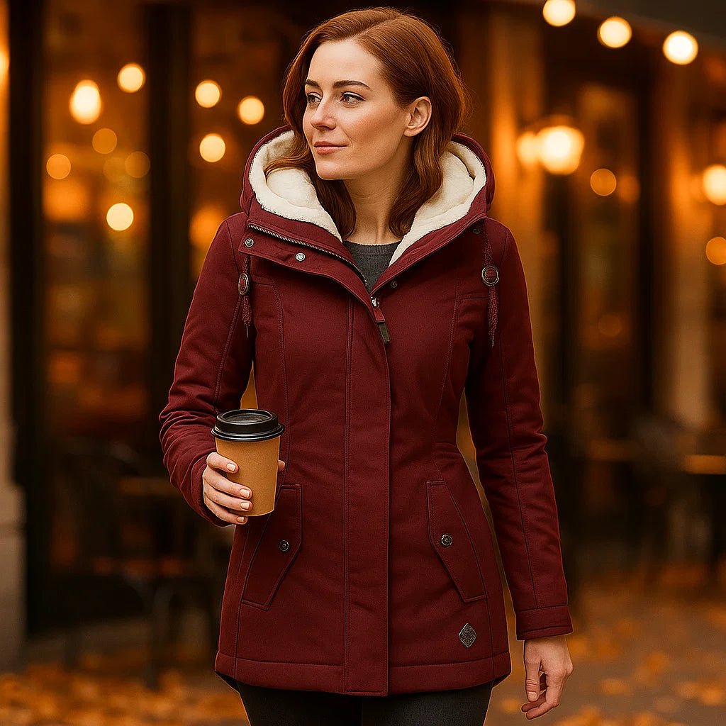 Elsie Belle Plisowany Płaszcz Bawełniany z Kapturem Teddy