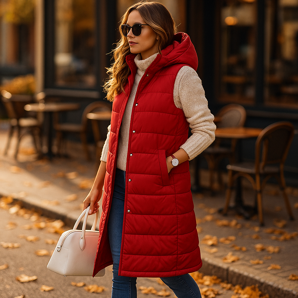 Vivano – Długi Bodywarmer z Kapturem Dla Kobiet