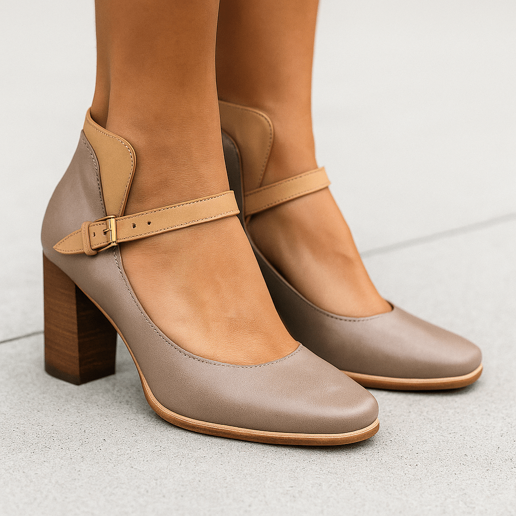 Celina - Szpilki z blokowym obcasem - Elegancki pasek - vivano - warszawa