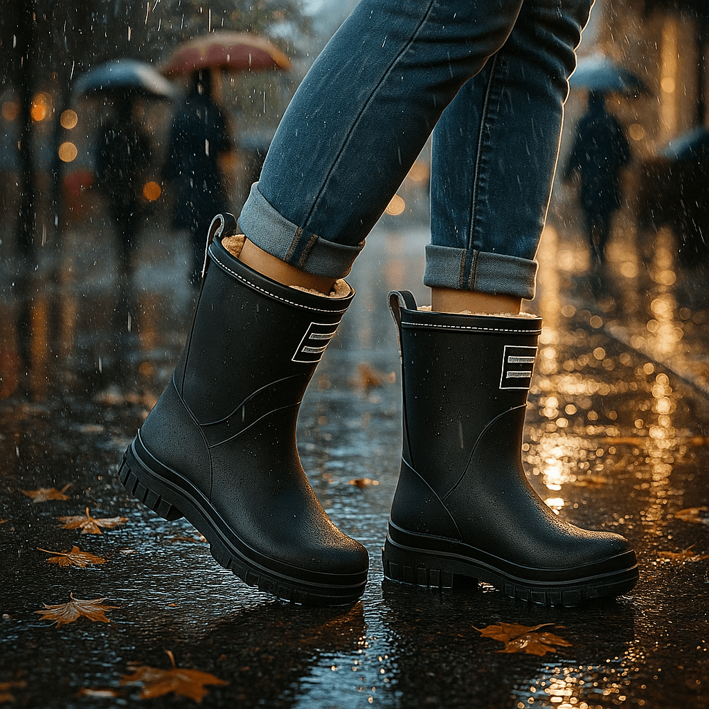 Ciepłe Wodoodporne Kalosze Damskie - Zimowe - Fleece - Slip-on