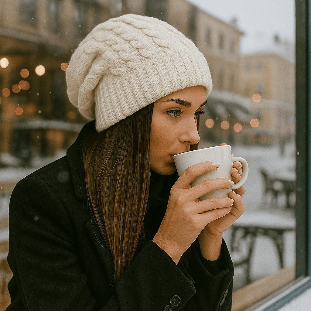 Czapka zimowa damska, gruba dzianina, casual