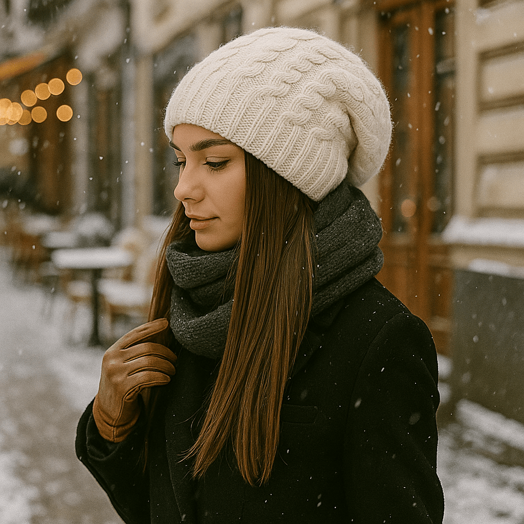 Czapka zimowa damska, gruba dzianina, casual