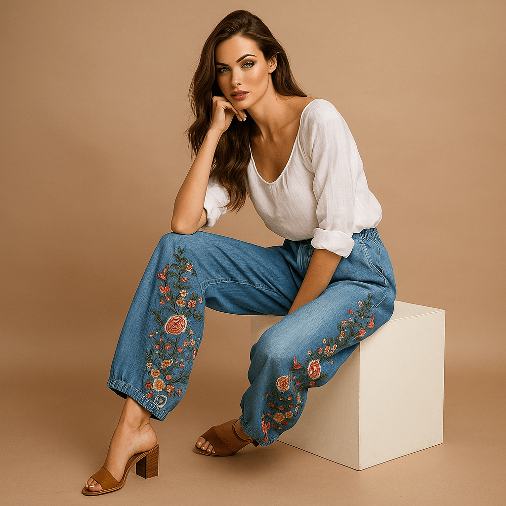 Dame Denim Cargo Spodnie - Szerokie Luźne Dżinsowe Wysoki Stan - vivano - warszawa