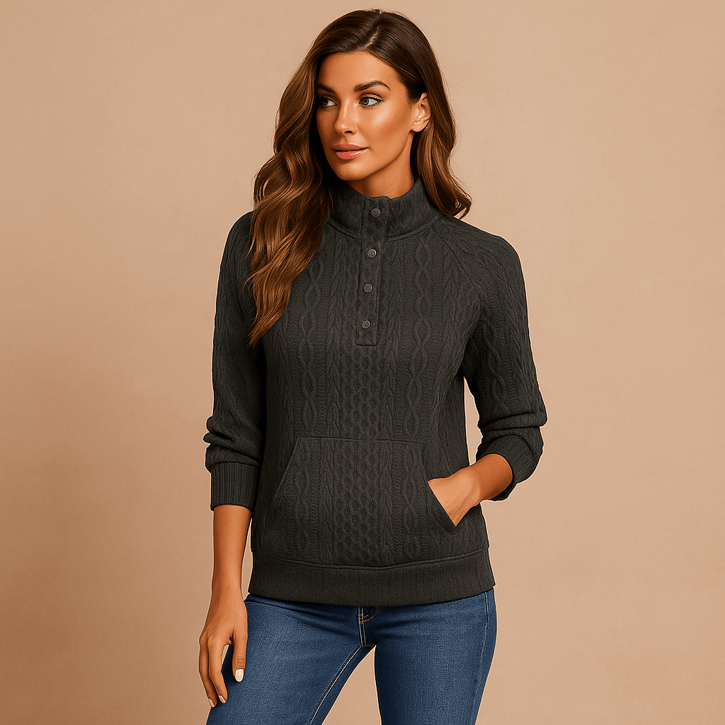 Damska bluza z kapturem - zapięcie na guziki - kieszeń kangurza - vivano - warszawa