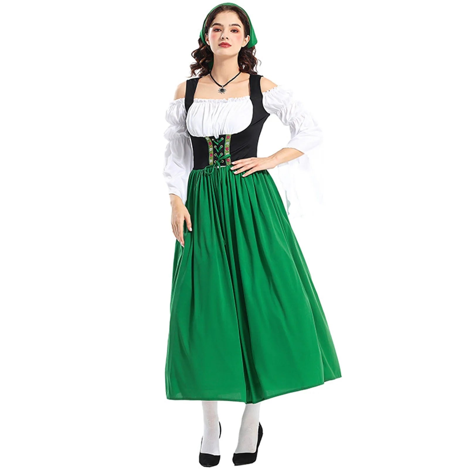 Damska Długa Sukienka Dirndl na Oktoberfest - Lekki Materiał - Tradycyjny Design - vivano - warszawa