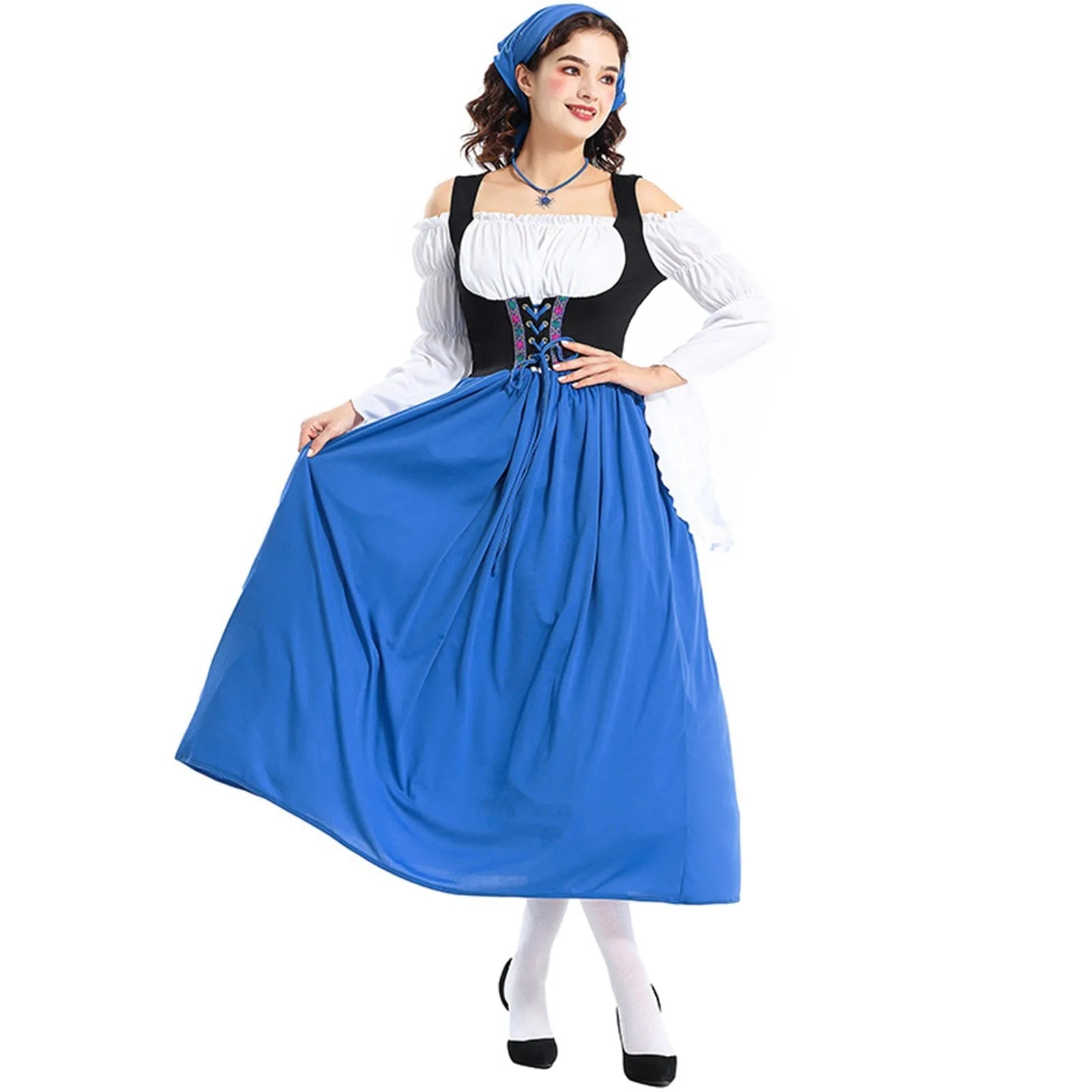 Damska Długa Sukienka Dirndl na Oktoberfest - Lekki Materiał - Tradycyjny Design - vivano - warszawa