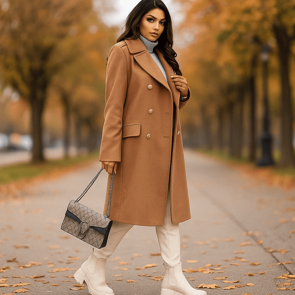 Damska kurtka - Dwurzędowa - Długie rękawy - Klapowy kołnierz - vivano - warszawa