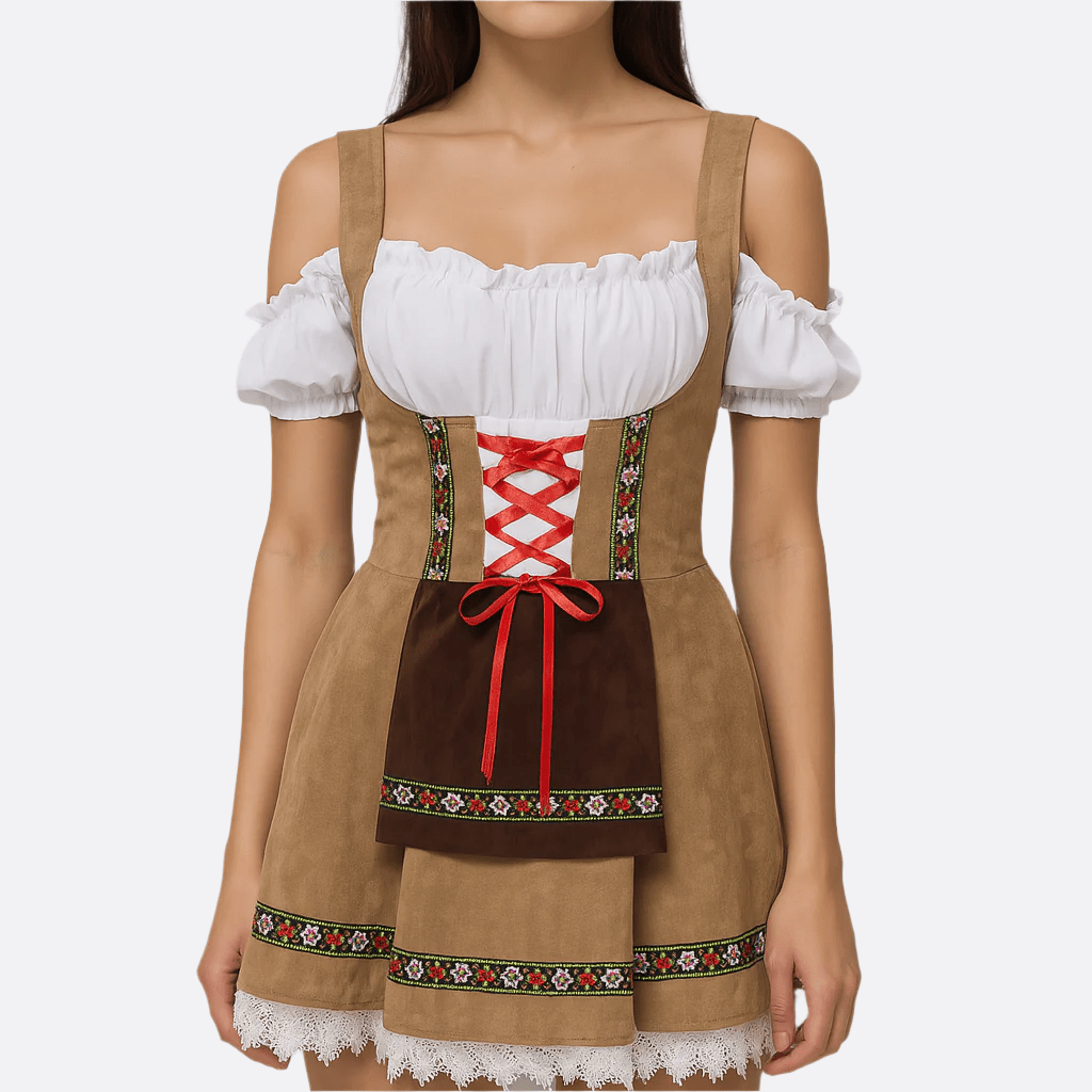 Damska Mini Dirndl Sukienka - Lekki Materiał - Elegancka Moda Trachten na Oktoberfest - vivano - warszawa