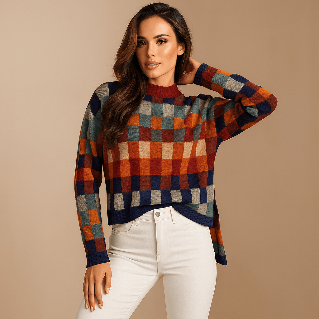 Damski Sweter - Ciepły Kołnierz - Komfort i Styl - vivano - warszawa