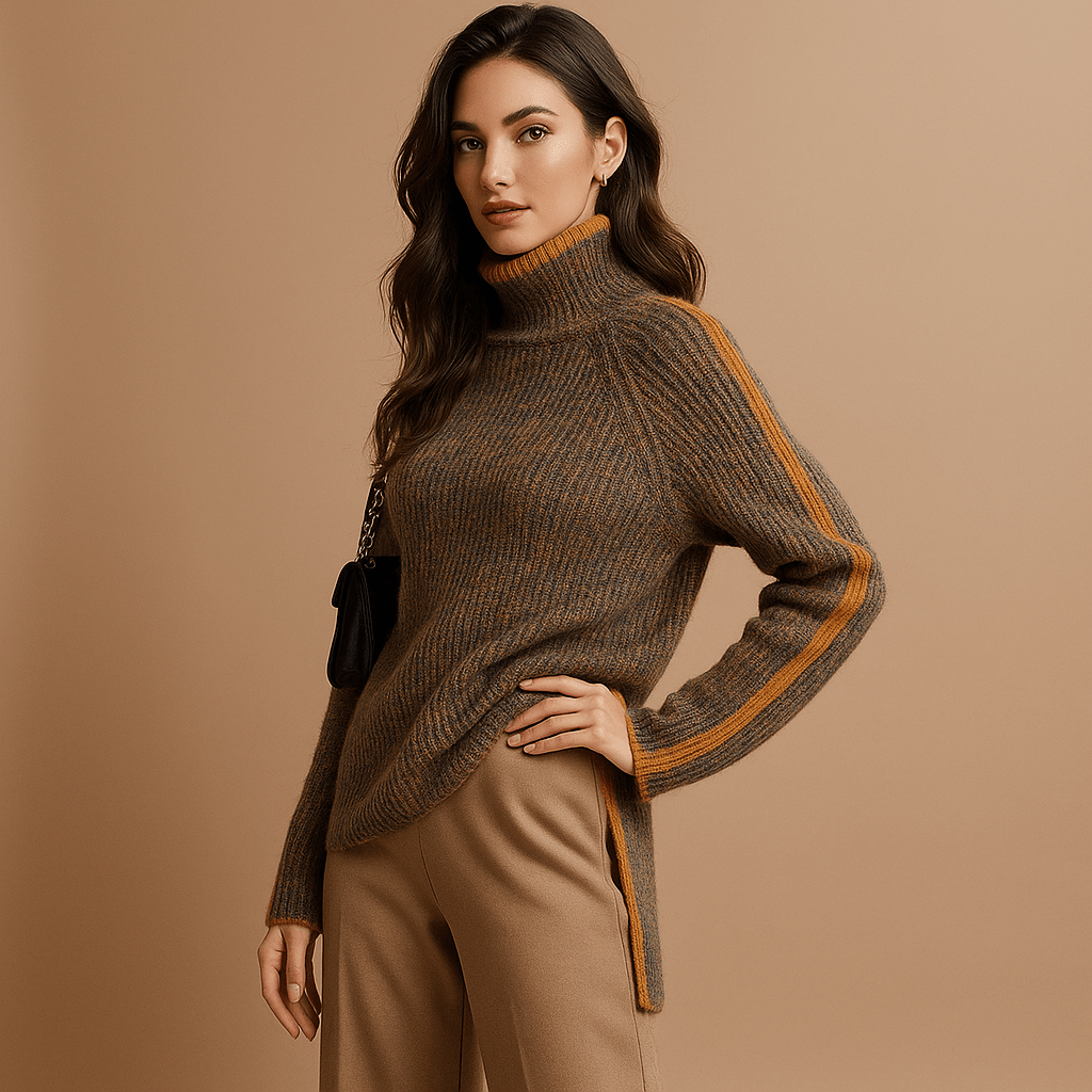 Damski Sweter z Golfem - Oversized Komfort - Stylowe Zimowe Ciepło - vivano - warszawa