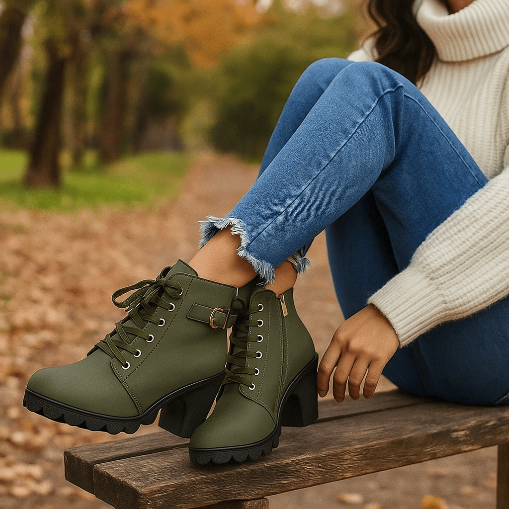 Damskie Botki na Obcasie - Sznurowane - Stylowy Komfort - vivano - warszawa