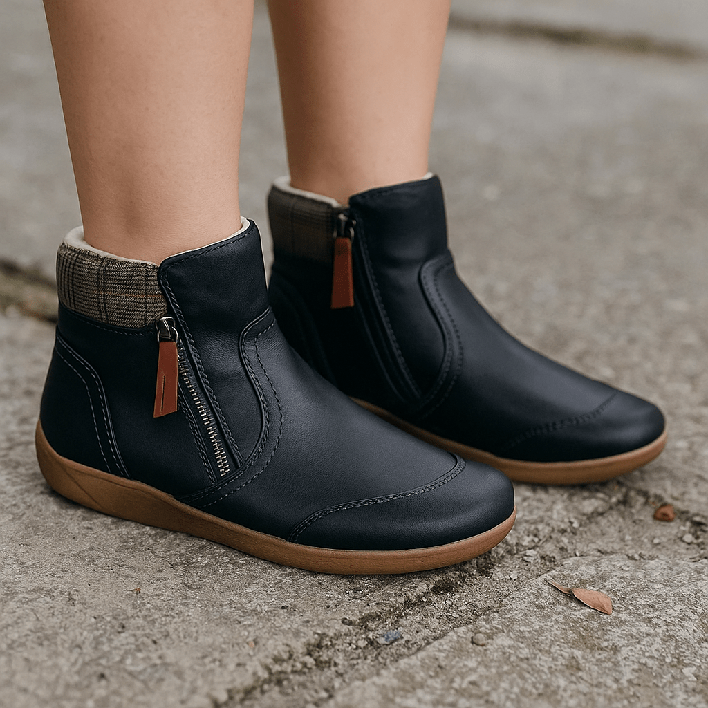 Damskie botki ortopedyczne - skóra wodoodporna - anatomiczne wsparcie - vivano - warszawa