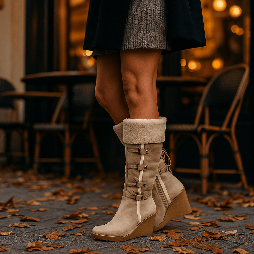 Damskie Ciepłe Botki Zimowe na Koturnie