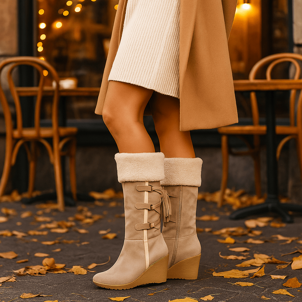 Damskie Ciepłe Botki Zimowe na Koturnie