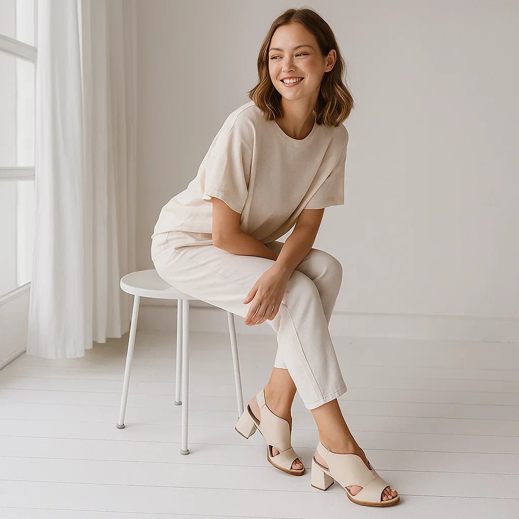 Damskie Skórzane Sandały - Wygodne Obcasy - Selina - vivano - warszawa