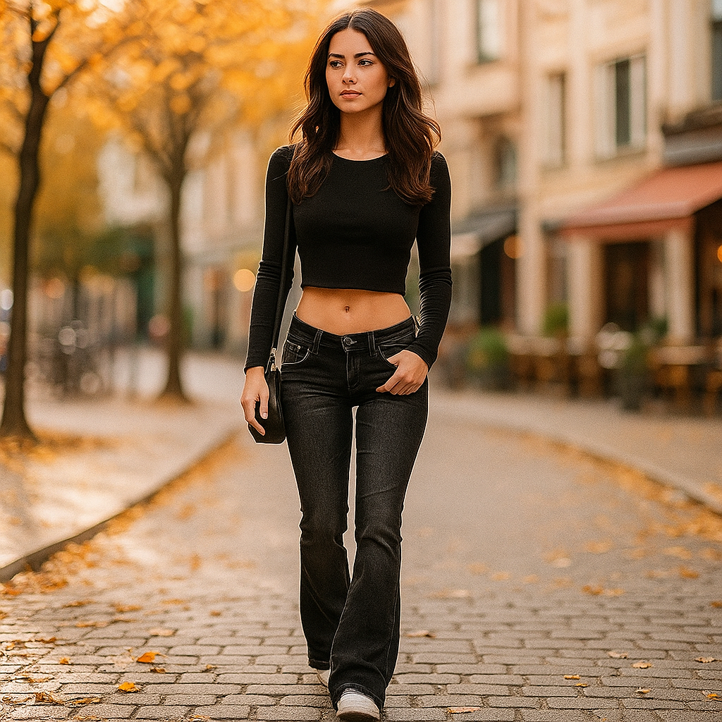 Vivano – Damskie Jeansy z Niskim Stanem i Rozkloszowanym Dołem