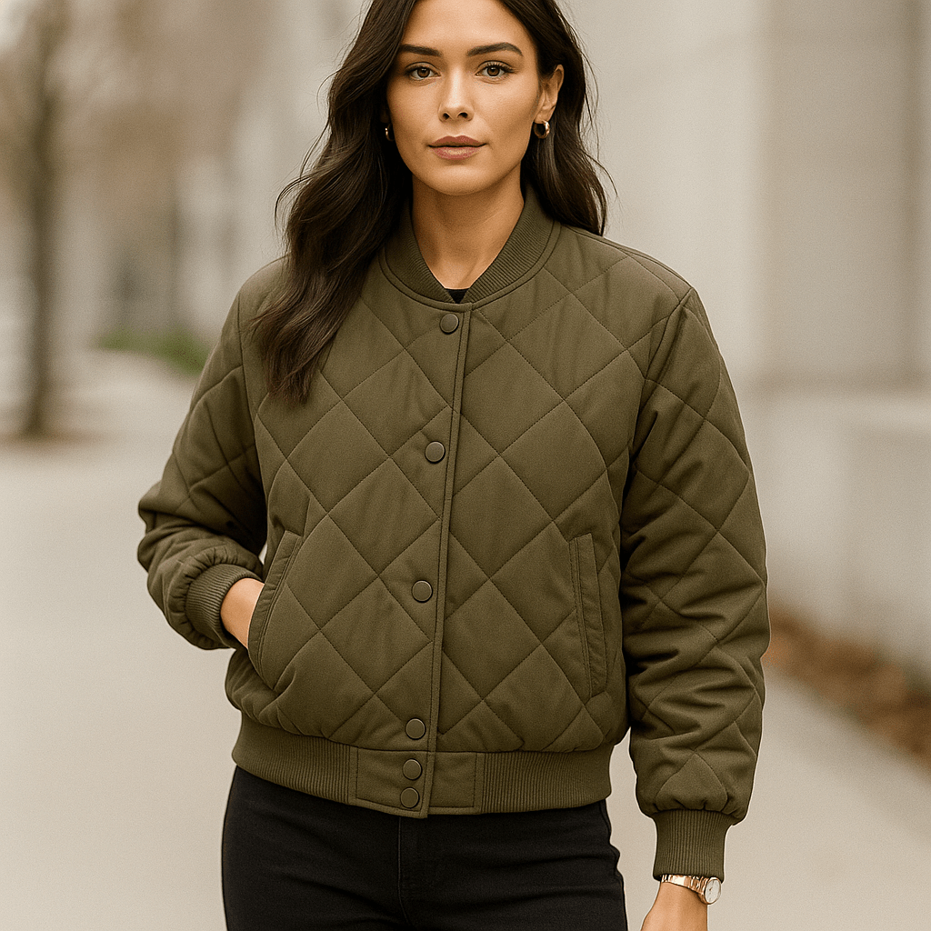 Elegancka kurtka bomber pikowana - damska - termiczna - ciepła - lekka - stylowa - vivano - warszawa