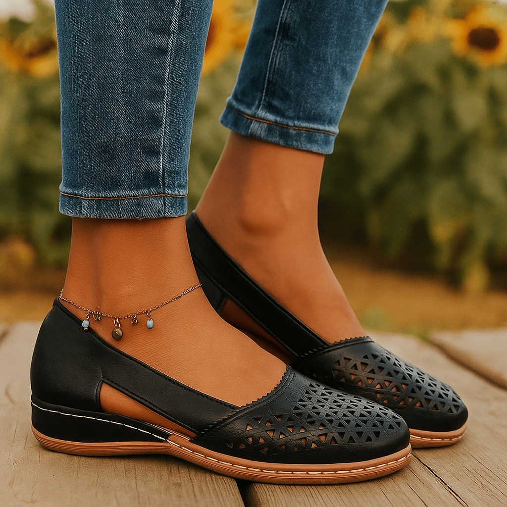 Eleganckie damskie mokasyny z perforowanym wzorem - vivano - warszawa