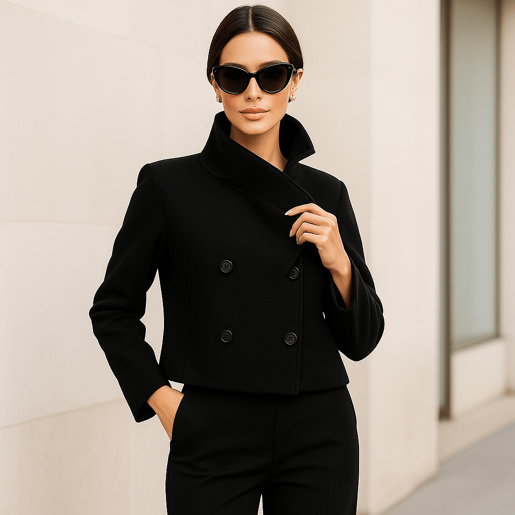 Elise - Elegancka Krótka Kurtka - Nowoczesne Rewersy - Damska - vivano - warszawa