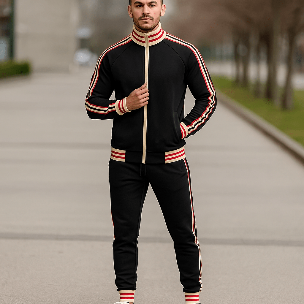 Fin - Męski dres w paski - Bluza i spodnie - vivano - warszawa