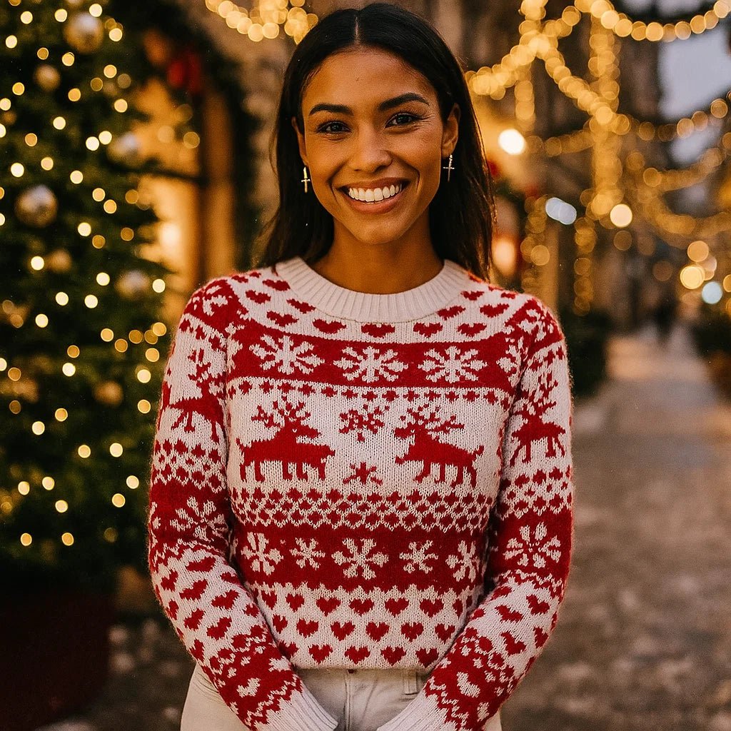 Gwenora – Sweter Świąteczny z Okrągłym Dekoltem