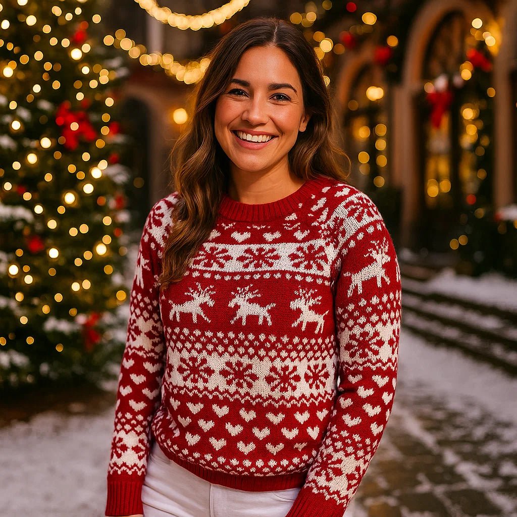Gwenora – Sweter Świąteczny z Okrągłym Dekoltem