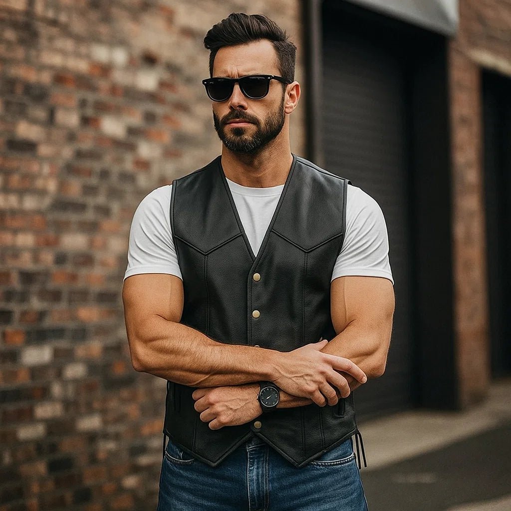 Herrer premium skórzana kamizelka motocyklowa - vivano - warszawa