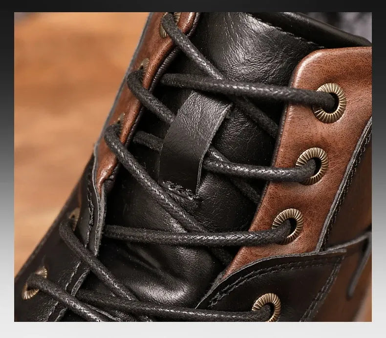 Męskie Botki Sznurowane - Boczny Zamek - Wytrzymała Podeszwa