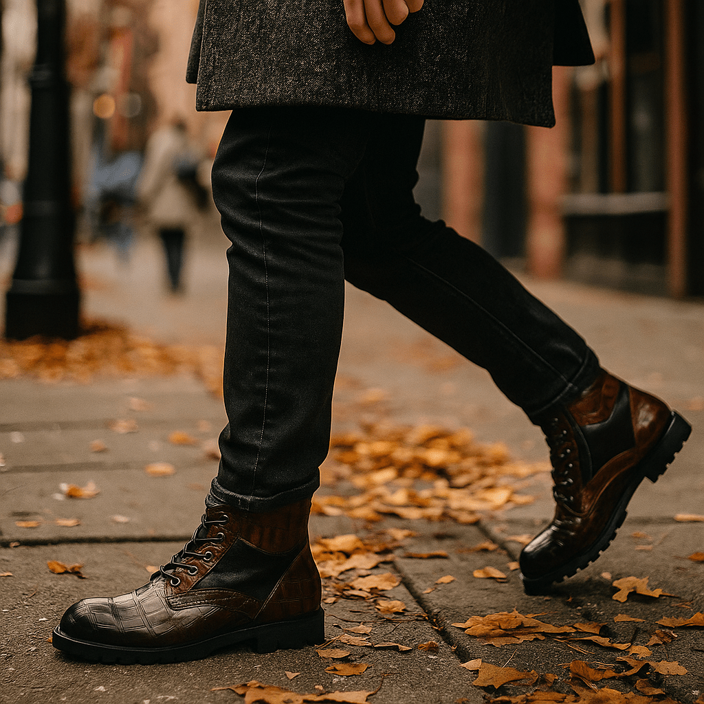 Jamison – Męskie Buty Wojskowe z Wytłoczeniem Krokodyla