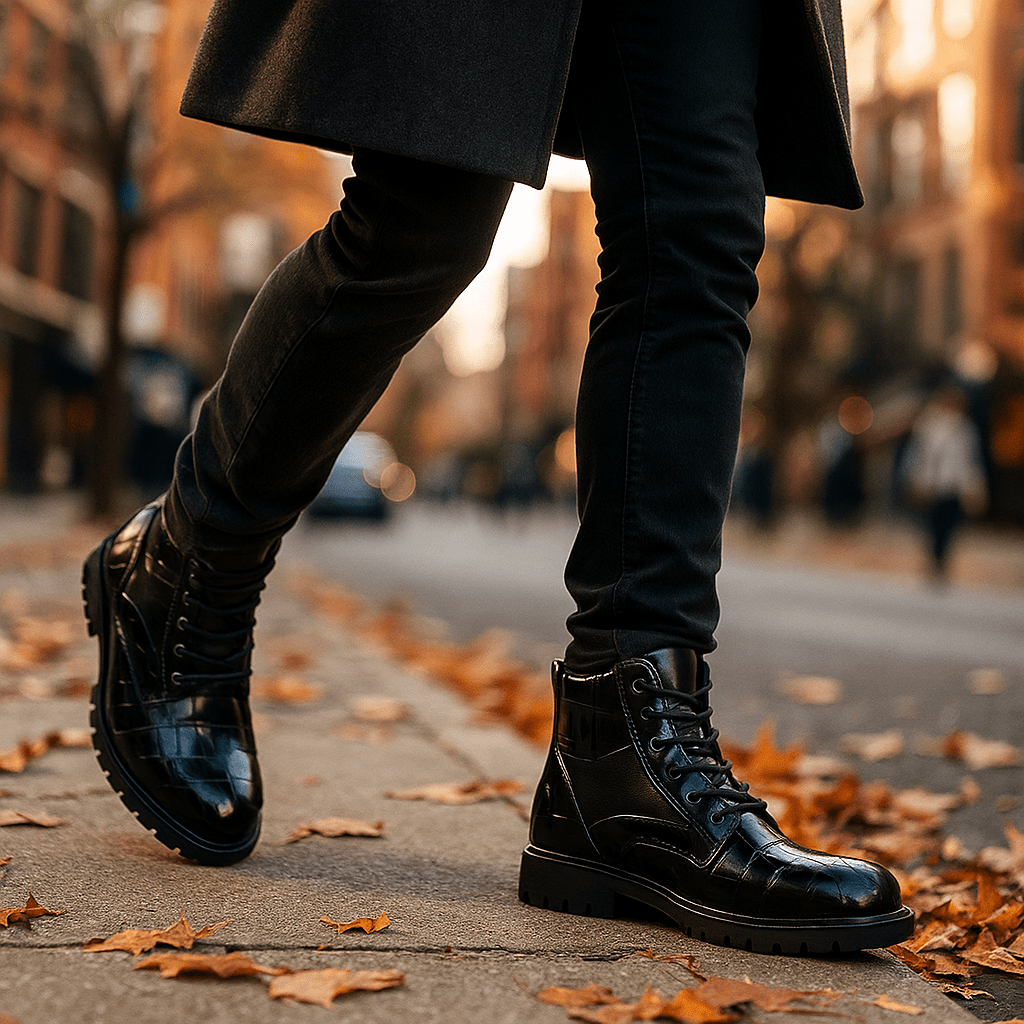 Jamison – Męskie Buty Wojskowe z Wytłoczeniem Krokodyla