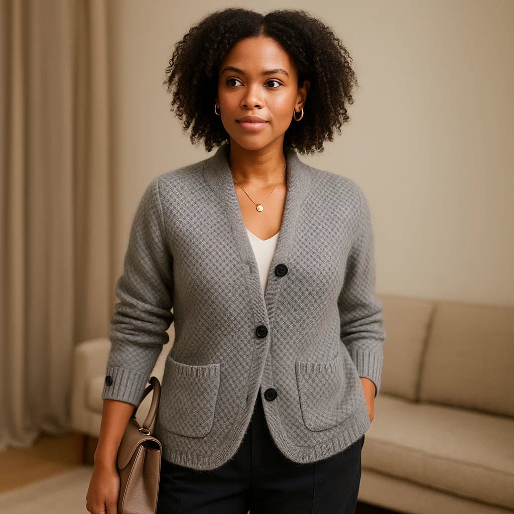 Kaszmirowy kardigan damski z guzikowym zapięciem - vivano - warszawa