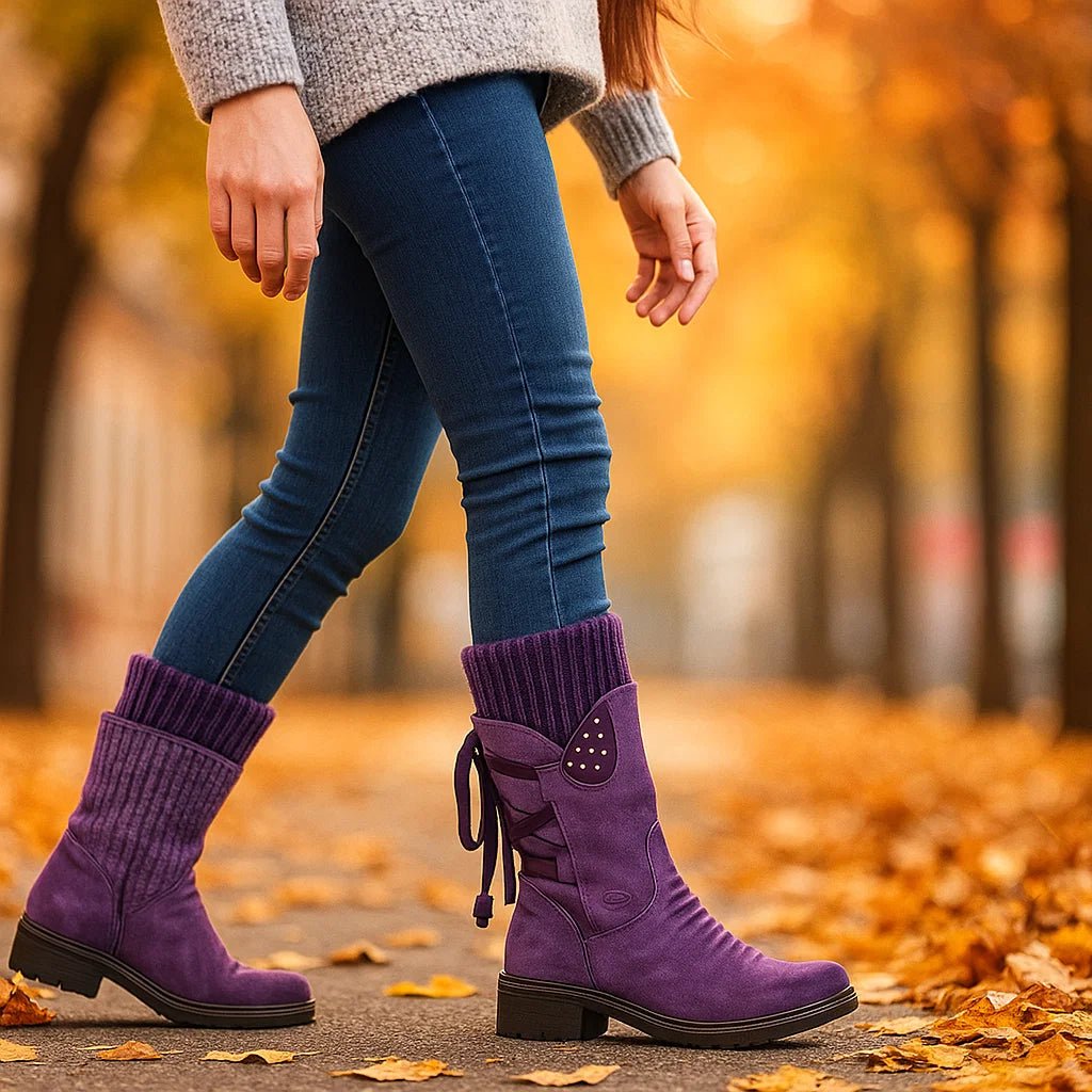 Kobiece Zamszowe Botki z Paskiem - vivano - warszawa