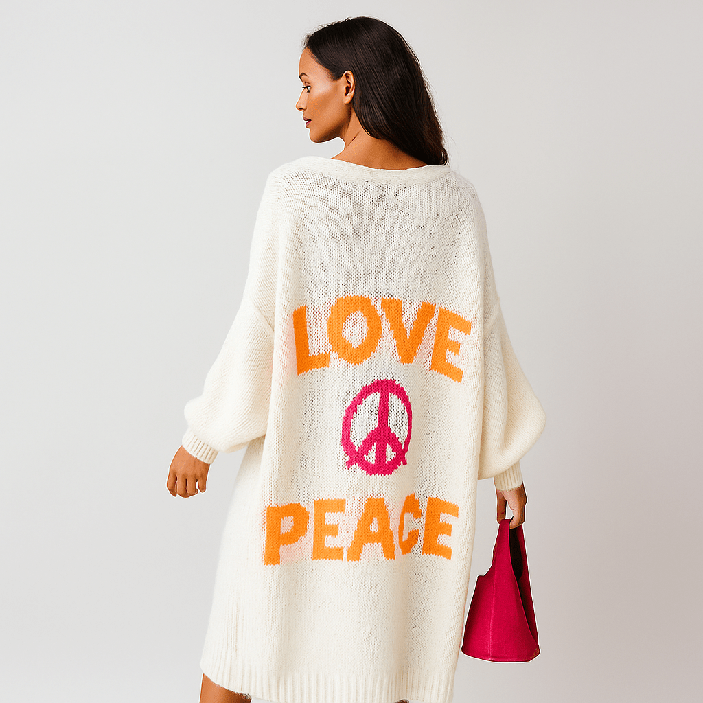 Kolorowy Kardigan Miłości - Stylowe Zimowe Ciepło - Unikalny Komfort - vivano - warszawa