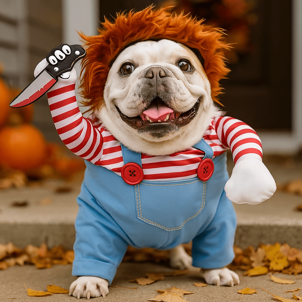 Kostium na Halloween dla psa - Pluszowy Żart - Przerażający Design Lalki - vivano - warszawa