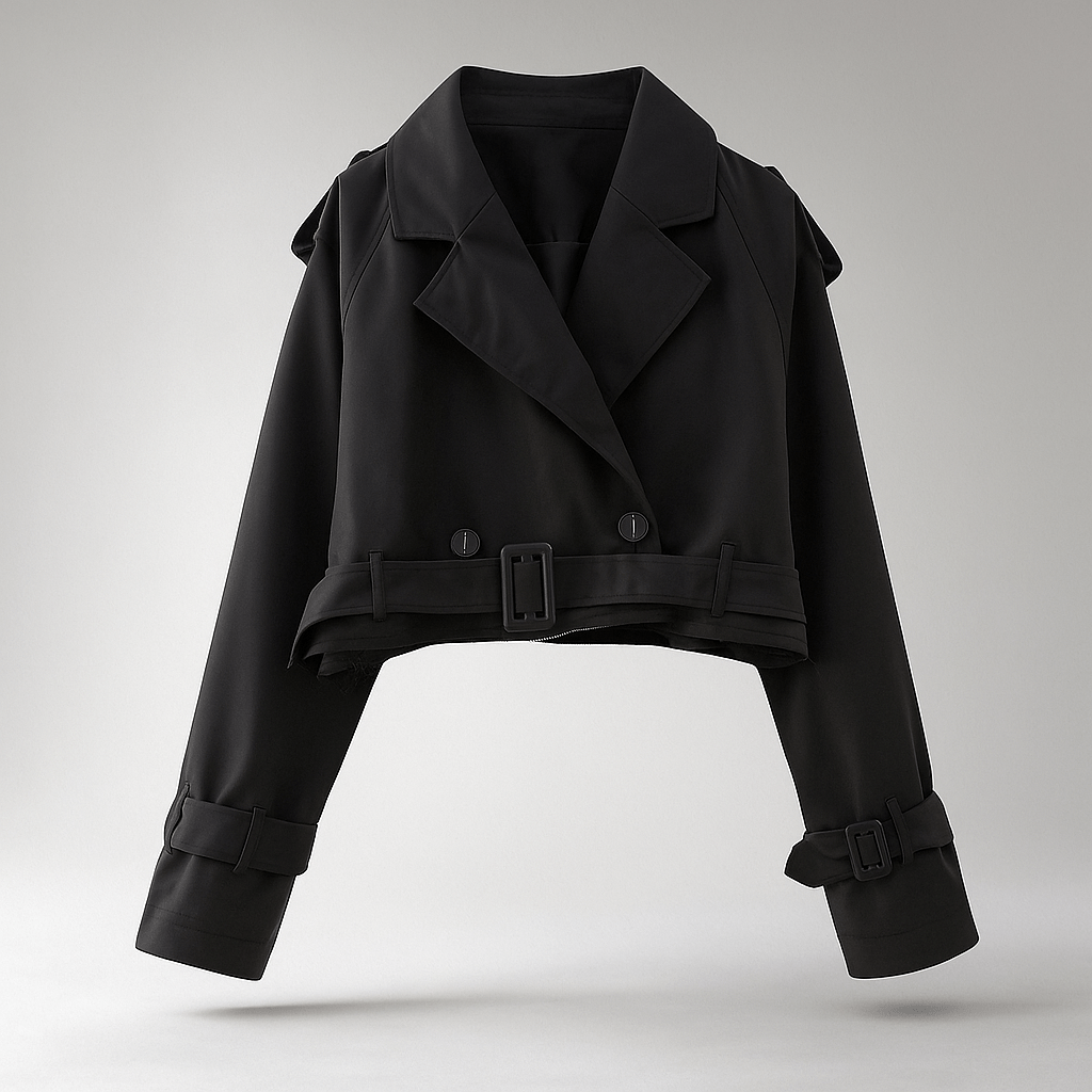 Króka Trencz Kobiet - Prosta Sylwetka - Podwójne Guziki - Rękawy z Paskiem - vivano - warszawa