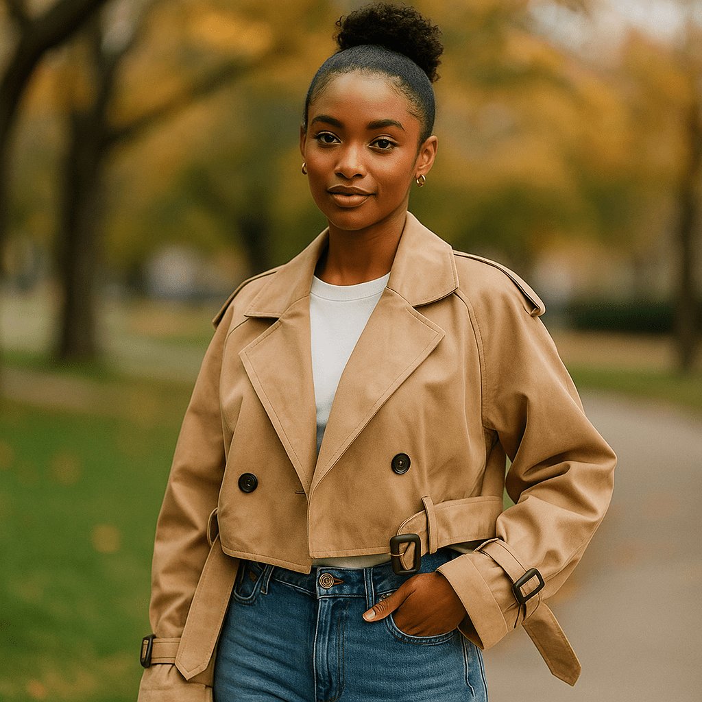 Króka Trencz Kobiet - Prosta Sylwetka - Podwójne Guziki - Rękawy z Paskiem - vivano - warszawa