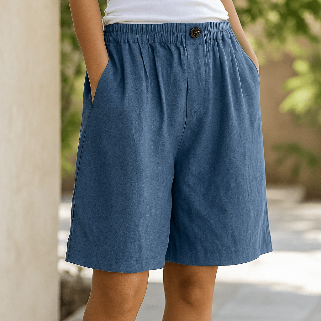 Krótkie spodenki damskie lniane - elastyczny pas - vivano - warszawa