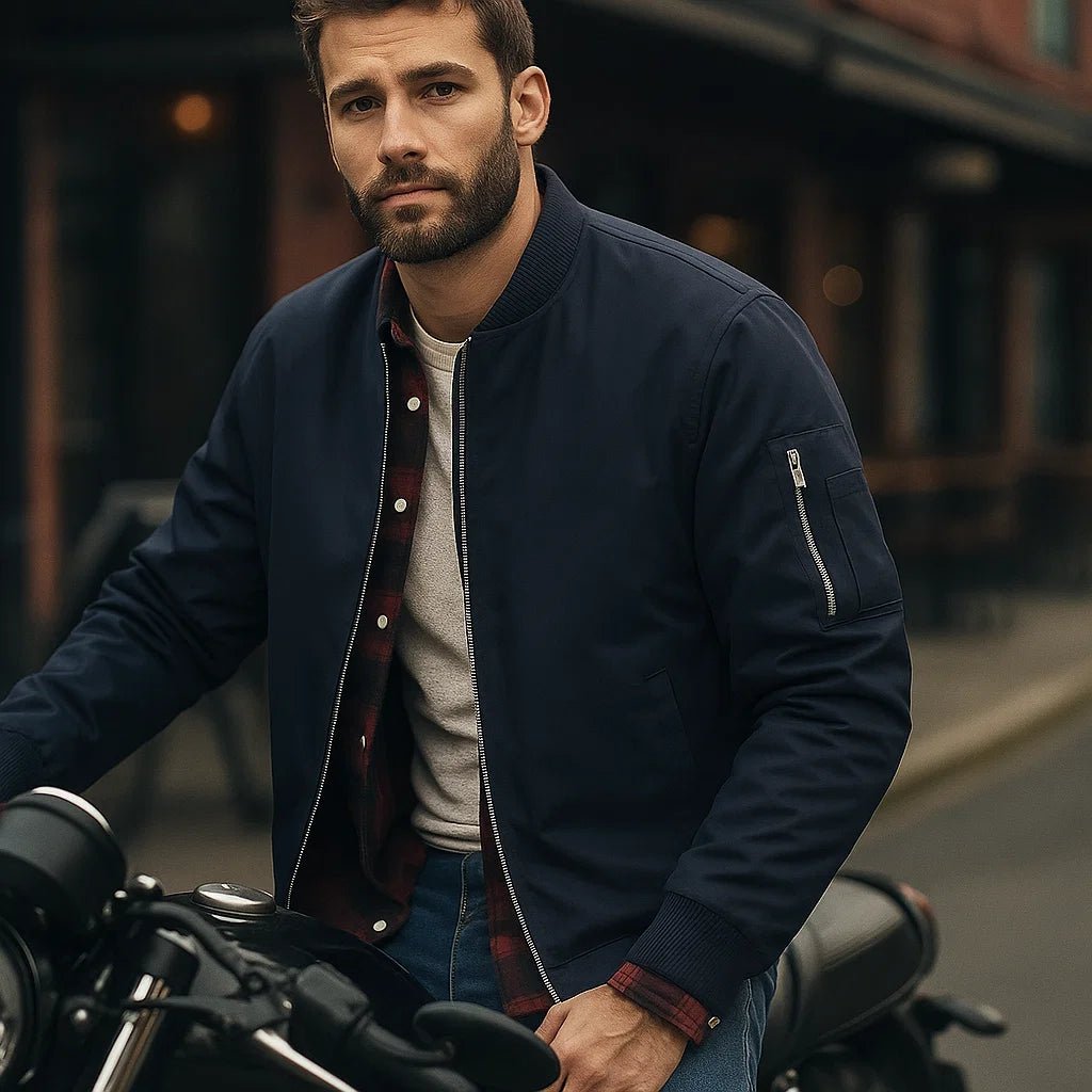 Kurtka bomber Elias slim - Zamek błyskawiczny - Stylowy model męski - vivano - warszawa