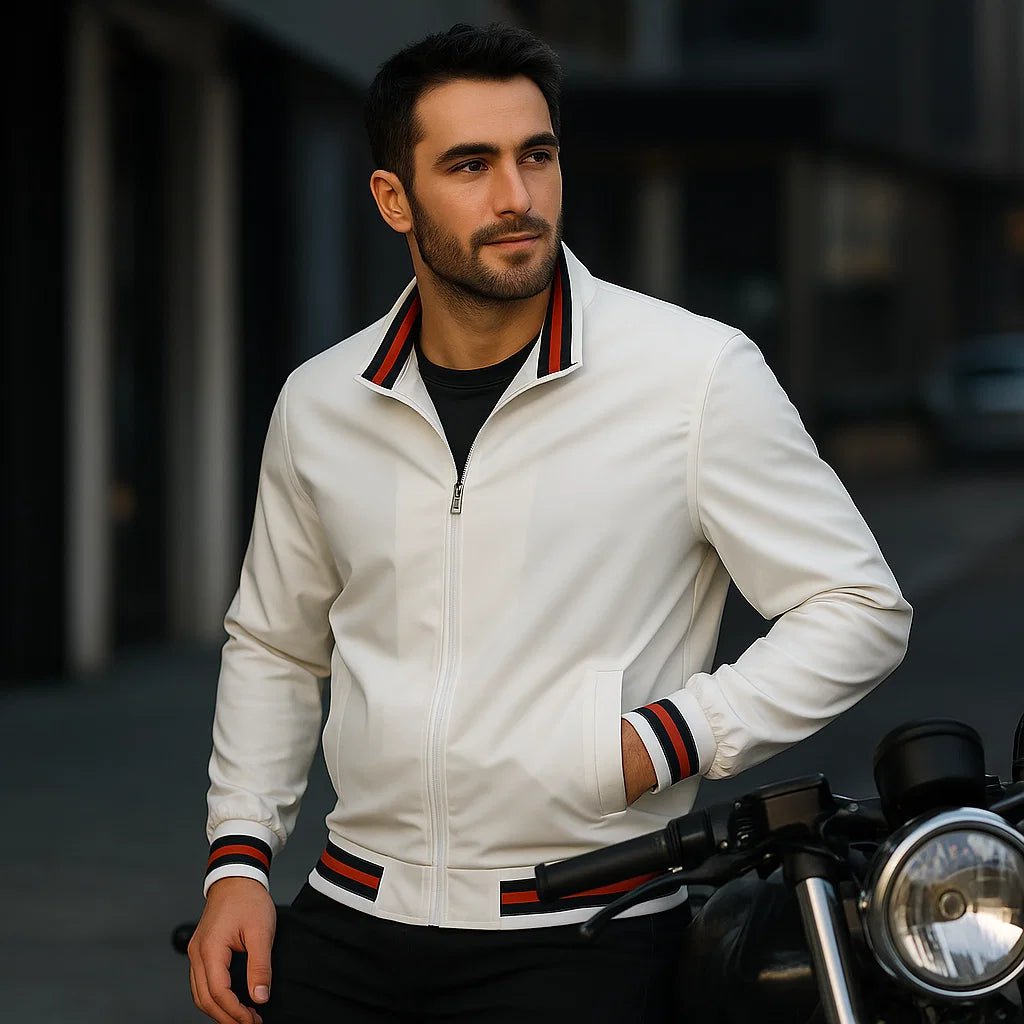 Kurtka bomber męska - paski - stylowy komfort - vivano - warszawa