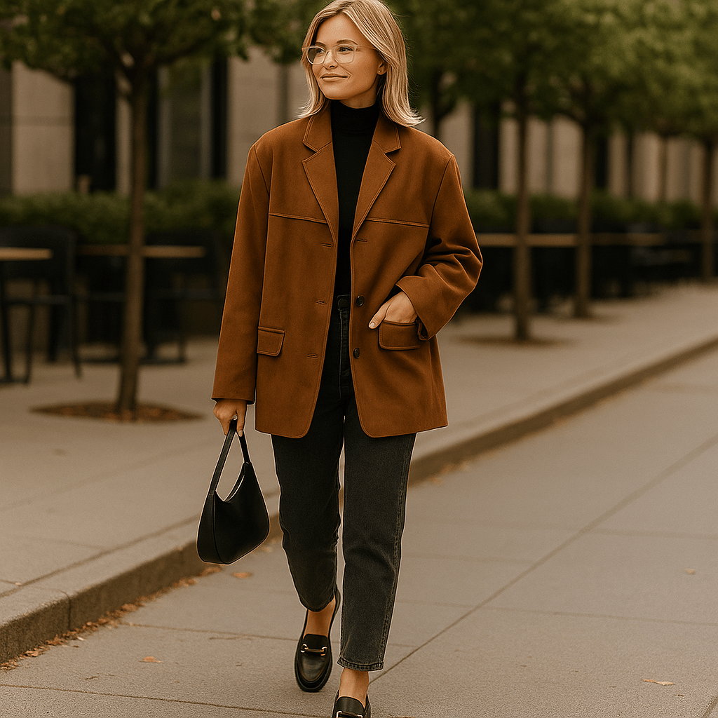 Kurtka damska oversize z zamszu - elegancka - stylowa - vivano - warszawa