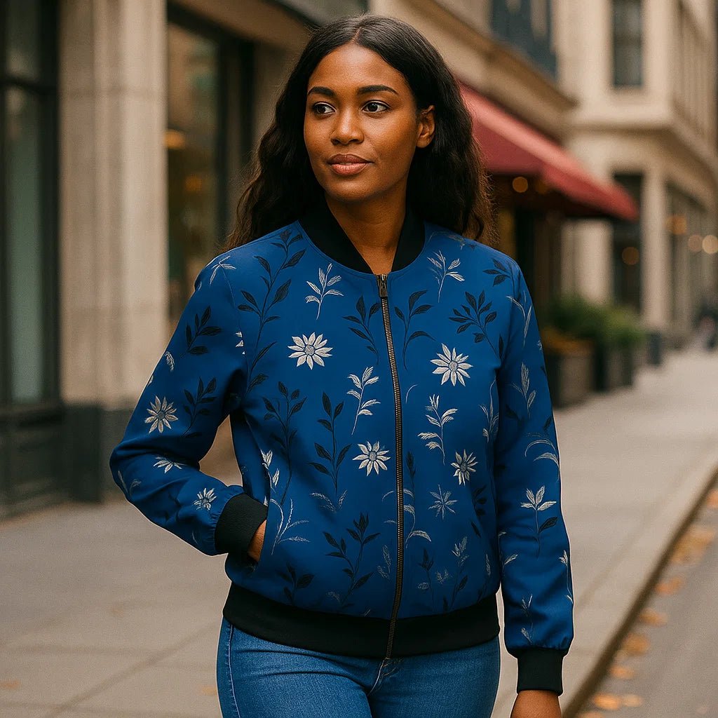 Kwiatowa Kurtka Pilotka Clotilde – Lekka Kurtka Damska z Wzorem - vivano - warszawa