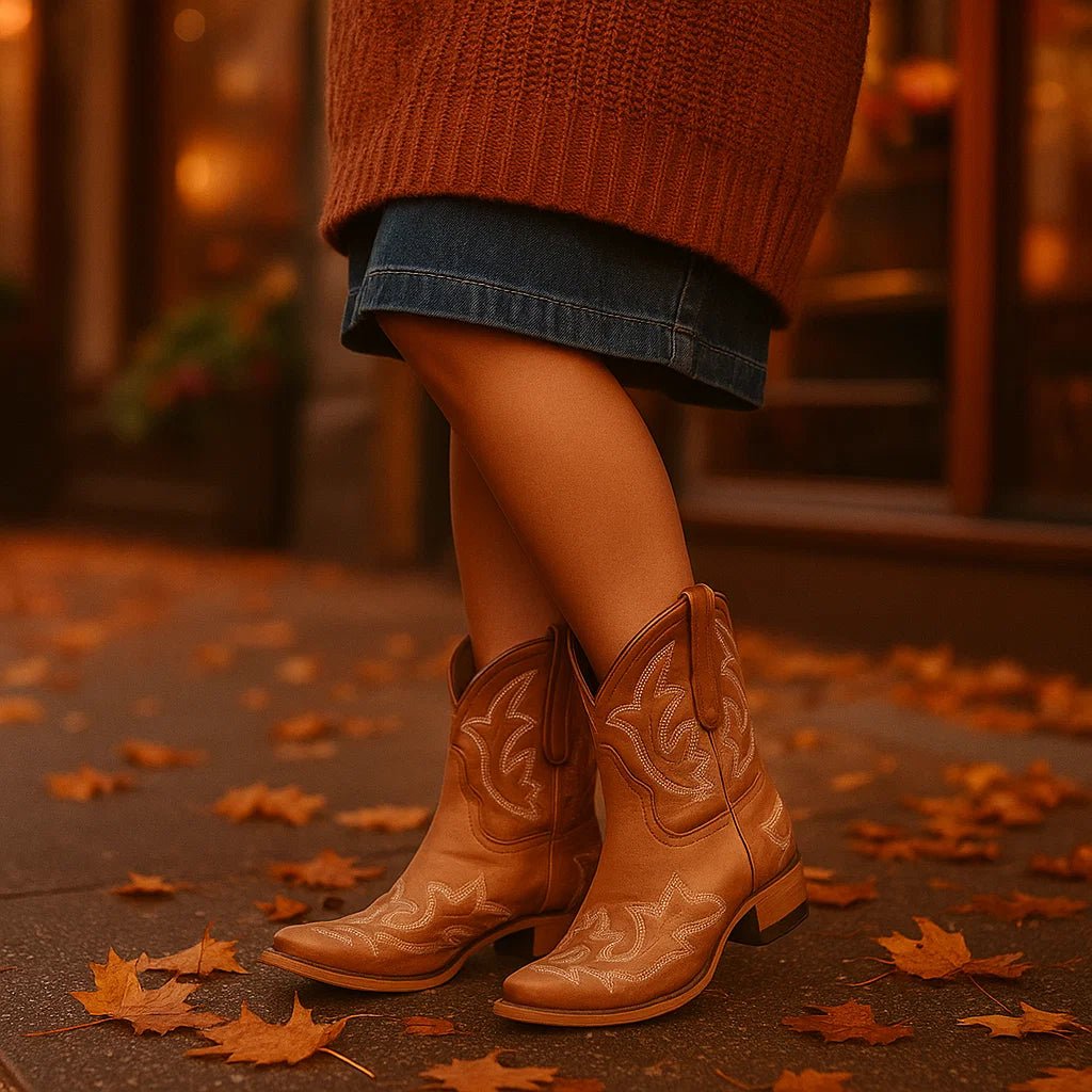 Laurice - Haftowane skórzane kowbojskie buty - Unikalny styl i trwałość - vivano - warszawa