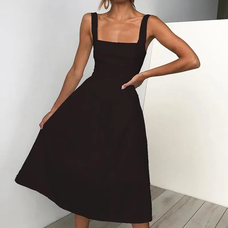 Letnia damska sukienka midi z szerokimi ramiączkami - vivano - warszawa