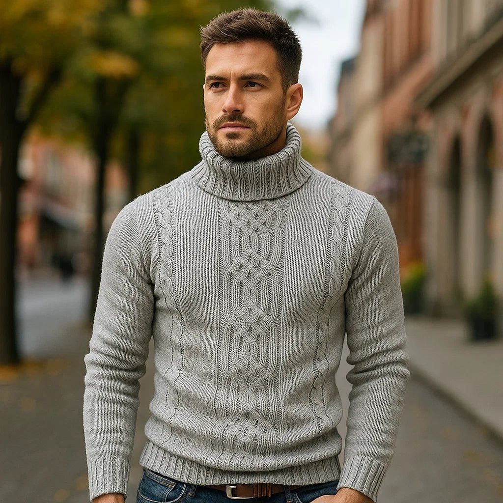 Lucian - Sweter z wysokim kołnierzem - Wzór w warkocze - Komfort i styl - vivano - warszawa