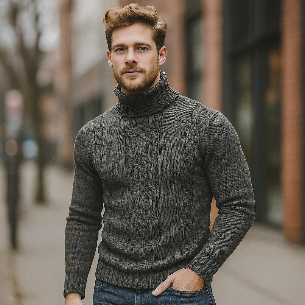 Lucian - Sweter z wysokim kołnierzem - Wzór w warkocze - Komfort i styl - vivano - warszawa