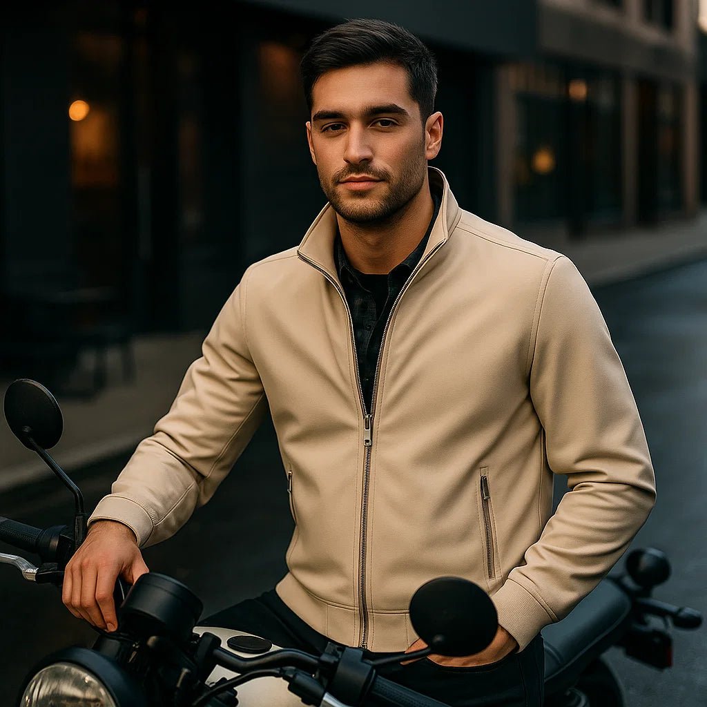 Luźna Kurtka dla Mężczyzn - Wysoki Kołnierz - Komfort i Styl - vivano - warszawa