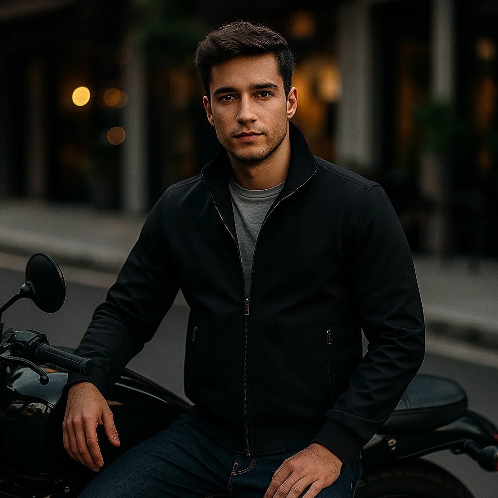 Luźna Kurtka dla Mężczyzn - Wysoki Kołnierz - Komfort i Styl - vivano - warszawa