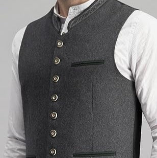 Męska Kamizelka Trachten - Wysokiej Jakości Tkanina - Klasyczna Elegancka Kamizelka na Imprezę - vivano - warszawa