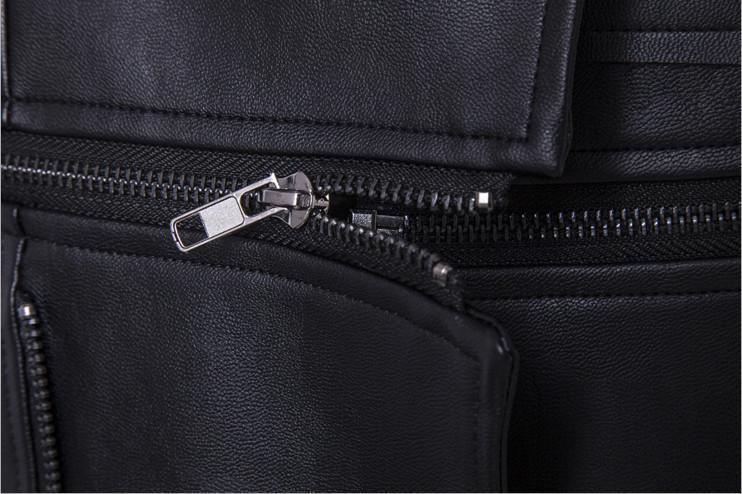 Męska Skórzana Kurtka Motocyklowa PU z Klamrami